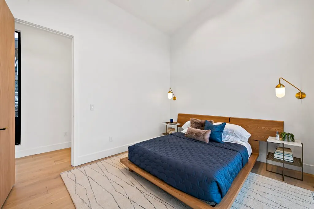 Icon Haus — Icon House Benloch Heber City Bedroom Wood Platform Bed Brass Sconces Minimalist Design  Modern Custom