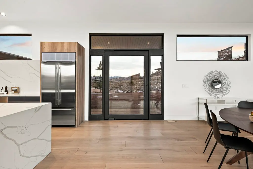 Icon Haus — Icon House Benloch Heber City Kitchen Dining Entry Glass Door Wood Paneled Fridge  Modern Custom