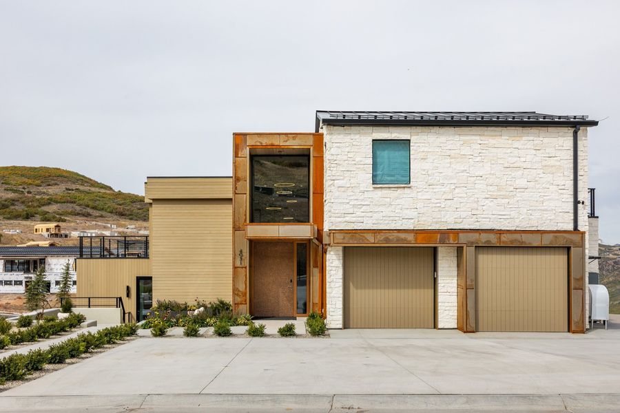 Islay Way — white limestone, corten steel, and hemlock, Benloch Ranch, Heber City