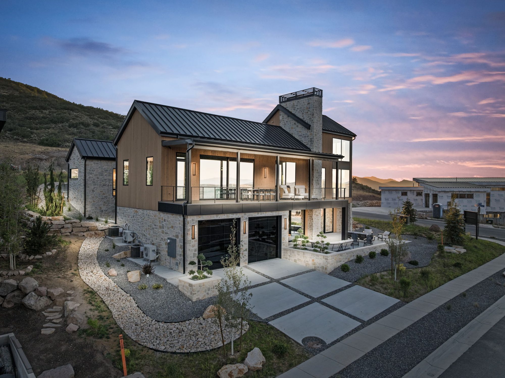 Lumen by Roderick Builders at dusk — built at elevation in the Wasatch Back